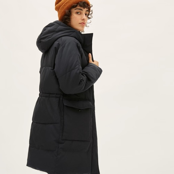 Everlane Black Weatherproof Renew Long Line Hoodie Puffer Coat, size Small - Picture 3 of 12